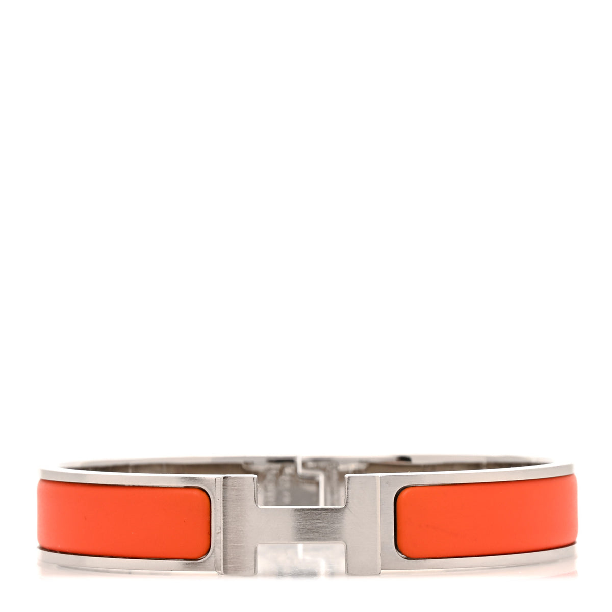Hermes Matte Enamel Narrow Clic Clac HH Bracelet T6 Orange 1 of 5