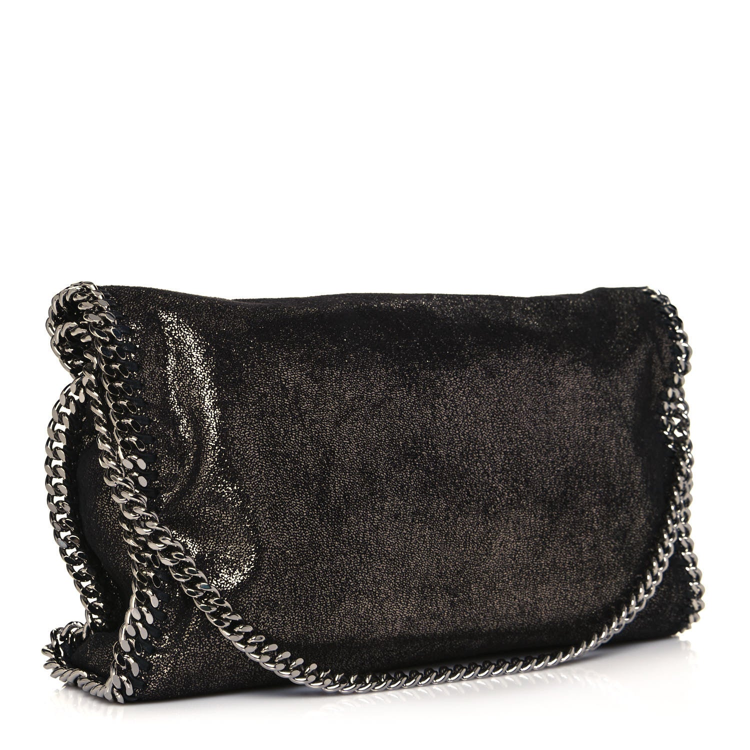 Stella McCartney Metallic Shaggy Deer Falabella Fold Over Tote Black 3 of 13
