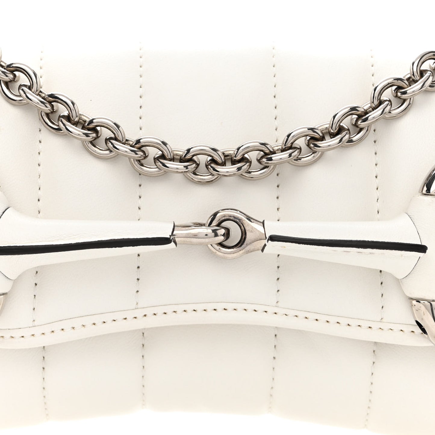 Nappa Vertical Matelasse Small Maxi Horsebit Chain Shoulder Bag Great White