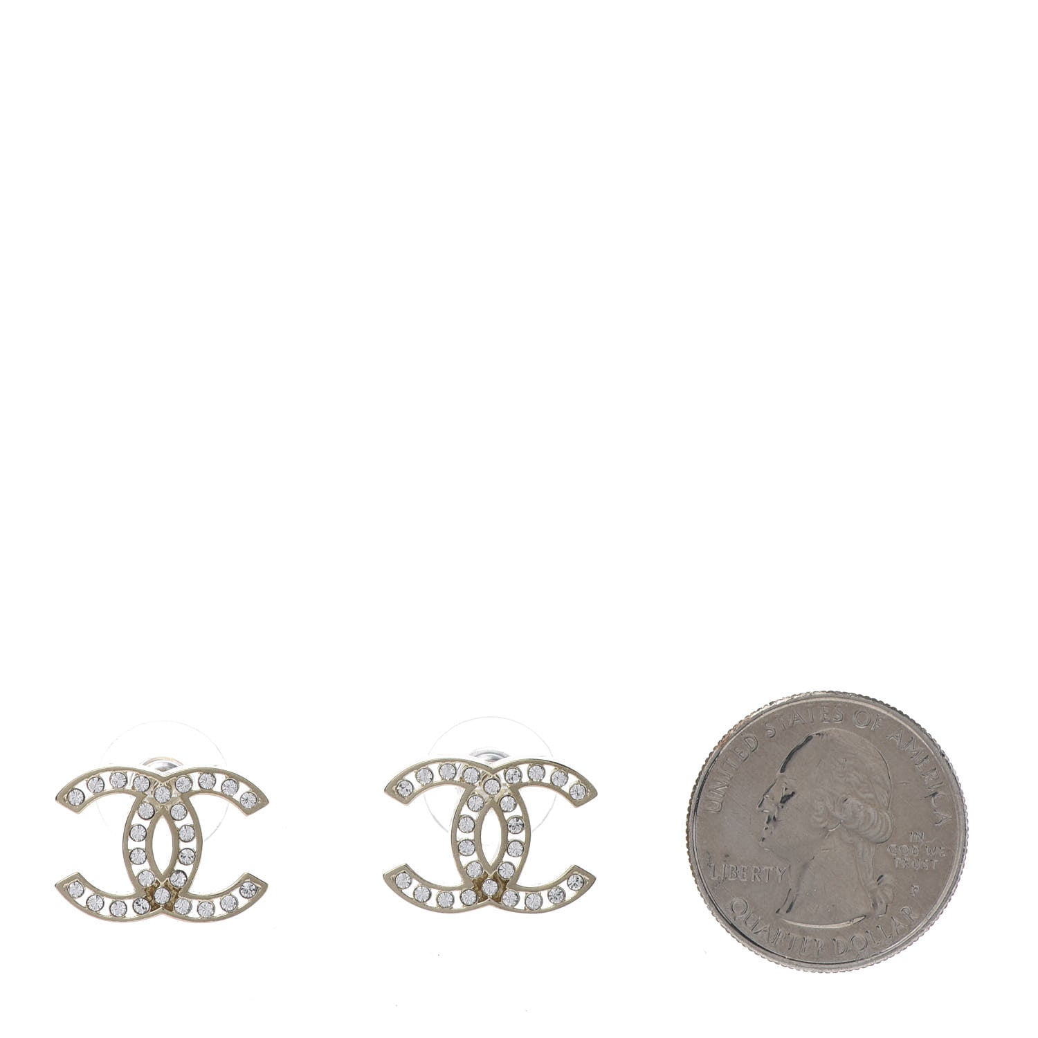 Chanel Crystal CC Large Earrings Gold 2 of 6