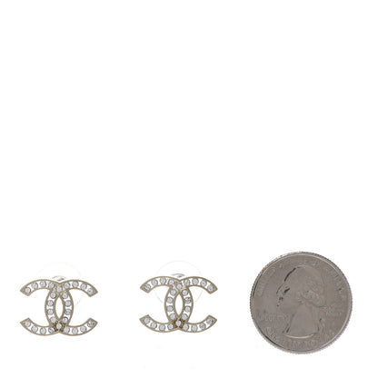 Chanel Crystal CC Large Earrings Gold 2 of 6