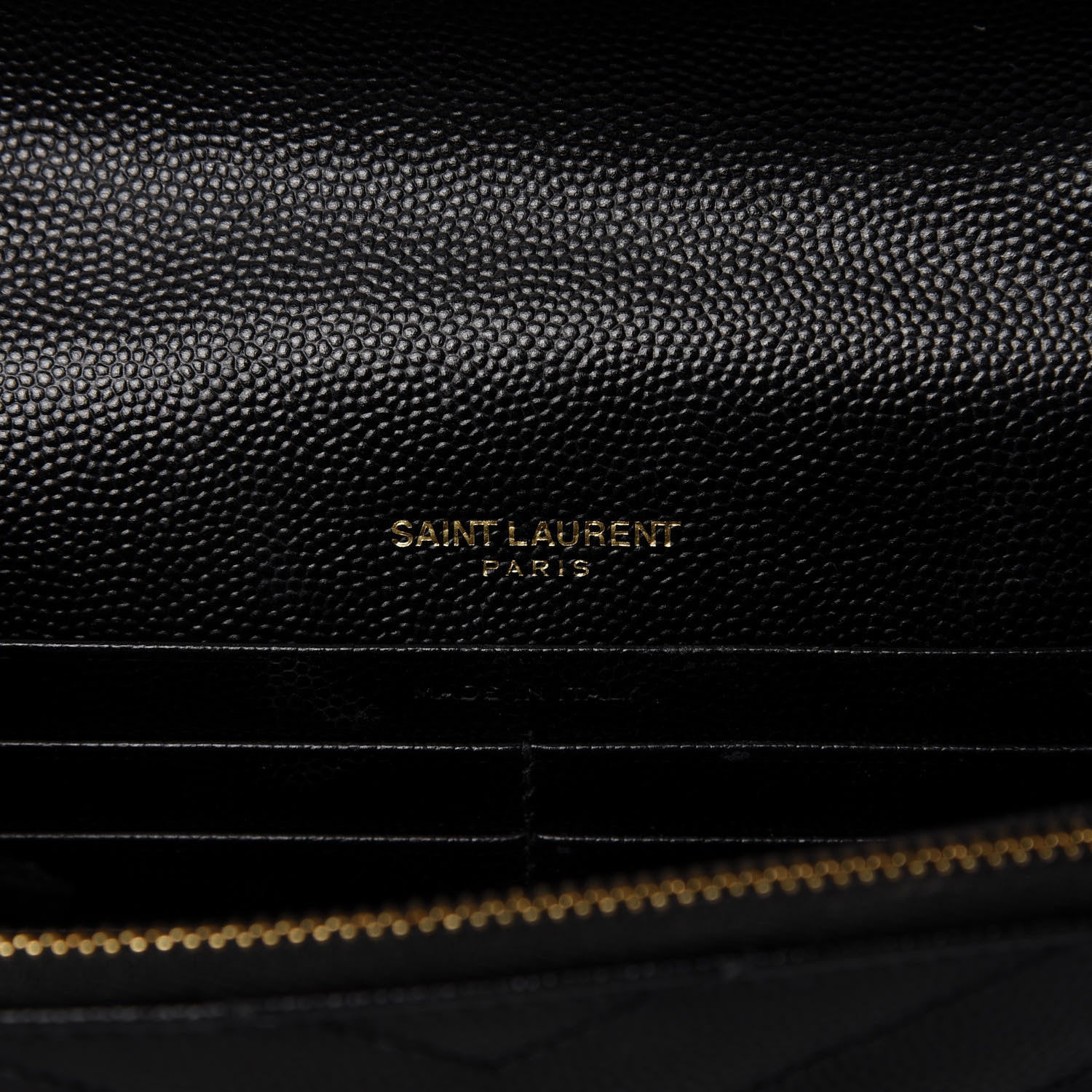 Saint Laurent Grain De Poudre Matelasse Chevron Monogram Envelope Chain Wallet Black 8 of 10