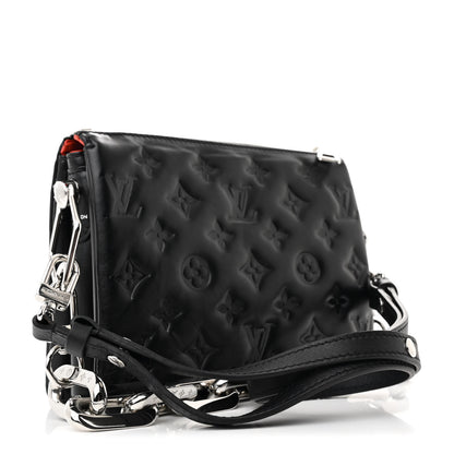 Louis Vuitton Lambskin Embossed Monogram Coussin BB Black 3 of 11