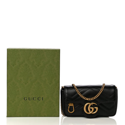 Gucci Calfskin Matelasse Super Mini GG Marmont Shoulder Bag Black 13 of 13