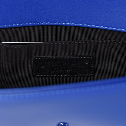 Chanel Patent Calfskin Quilted Plexiglass Boy Clutch With Removable Chain Blue 6 of 14