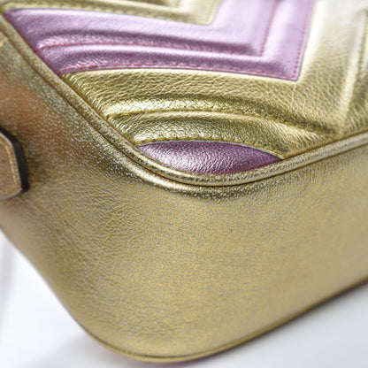 Gucci Metallic Nappa Matelasse Heart Small GG Marmont Chain Shoulder Bag Oro Vecchio Rosa 8 of 10