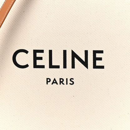 Celine Canvas Calfskin Logo Print Small Vertical Cabas Natural Tan 8 of 10