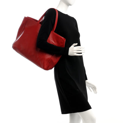 Saint Laurent Calfskin Suede Reversible East West Shopper Tote Rouge Orient 2 of 10