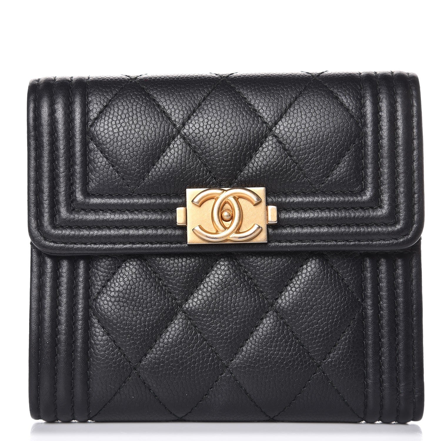 Chanel Caviar Quilted Compact Boy Wallet Black 1 of 9