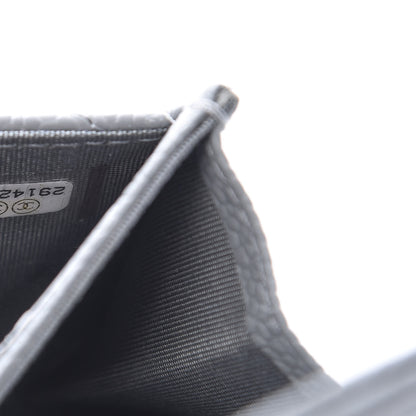Chanel Caviar Chevron Quilted Boy Flap Card Holder Grey 8 of 9