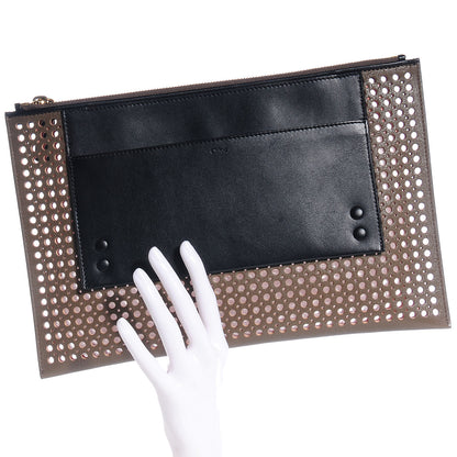 Chloe Perforated Goatskin Large Alice Clutch Anchor Grey 2 of 8