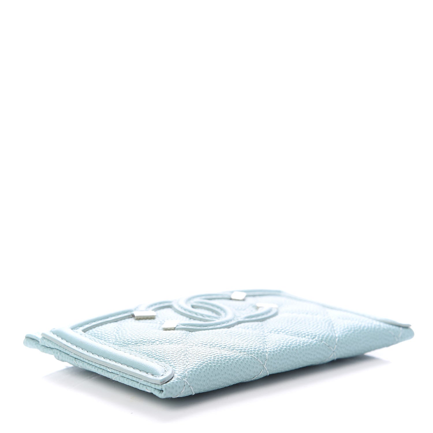 Chanel Caviar Quilted Filigree Card Holder Light Blue 4 of 7