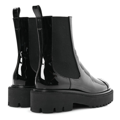 Chanel Patent Cap Toe Short Boots 38.5 Black 5 of 12