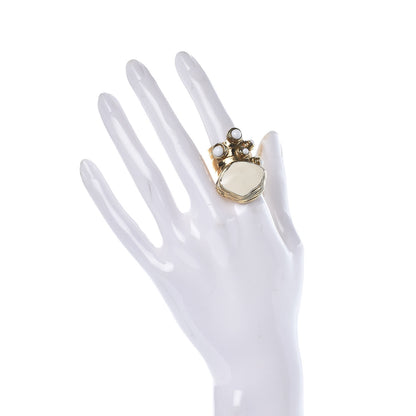 Saint Laurent Enamel Arty Ring 5 Gold White 2 of 5
