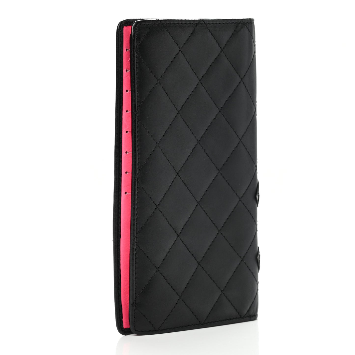 Calfskin Quilted Cambon Yen Wallet Black