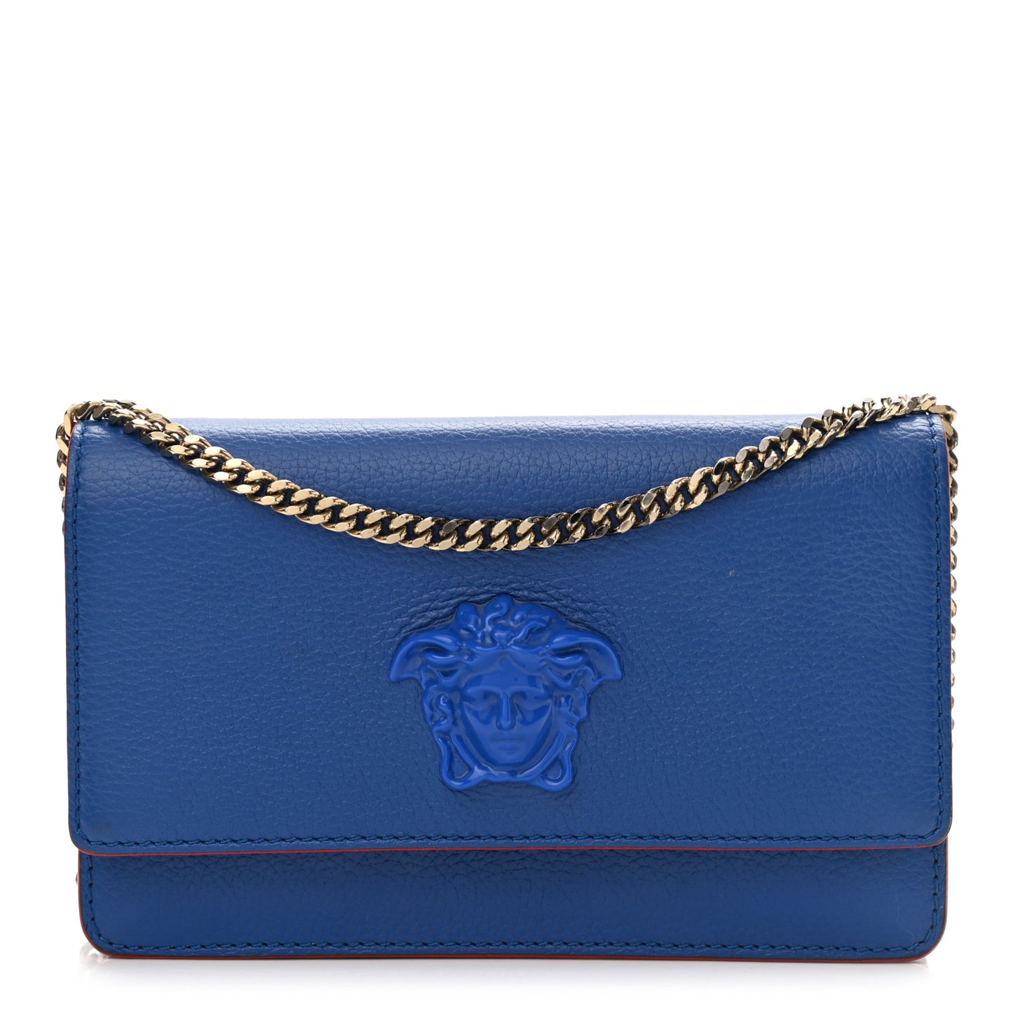 Grained Calfskin Palazzo Chain Evening Bag Blue