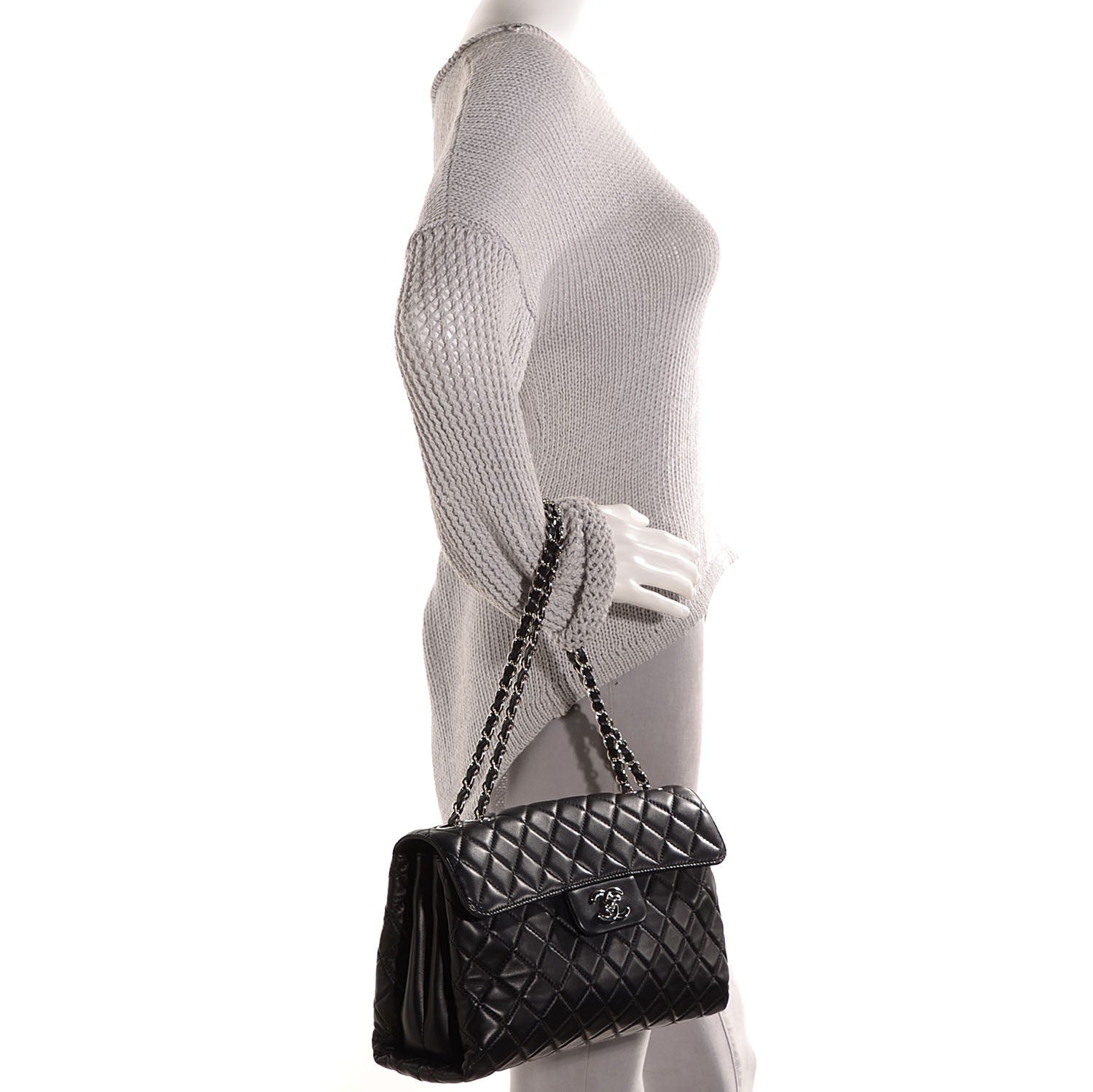 Chanel Lambskin Quilted Jumbo by 4 Flap Black 2 of 8