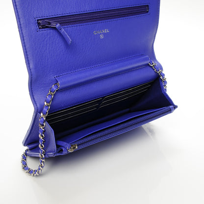 Chanel Calfskin Quilted Fancy CC Wallet On Chain WOC Blue 6 of 8