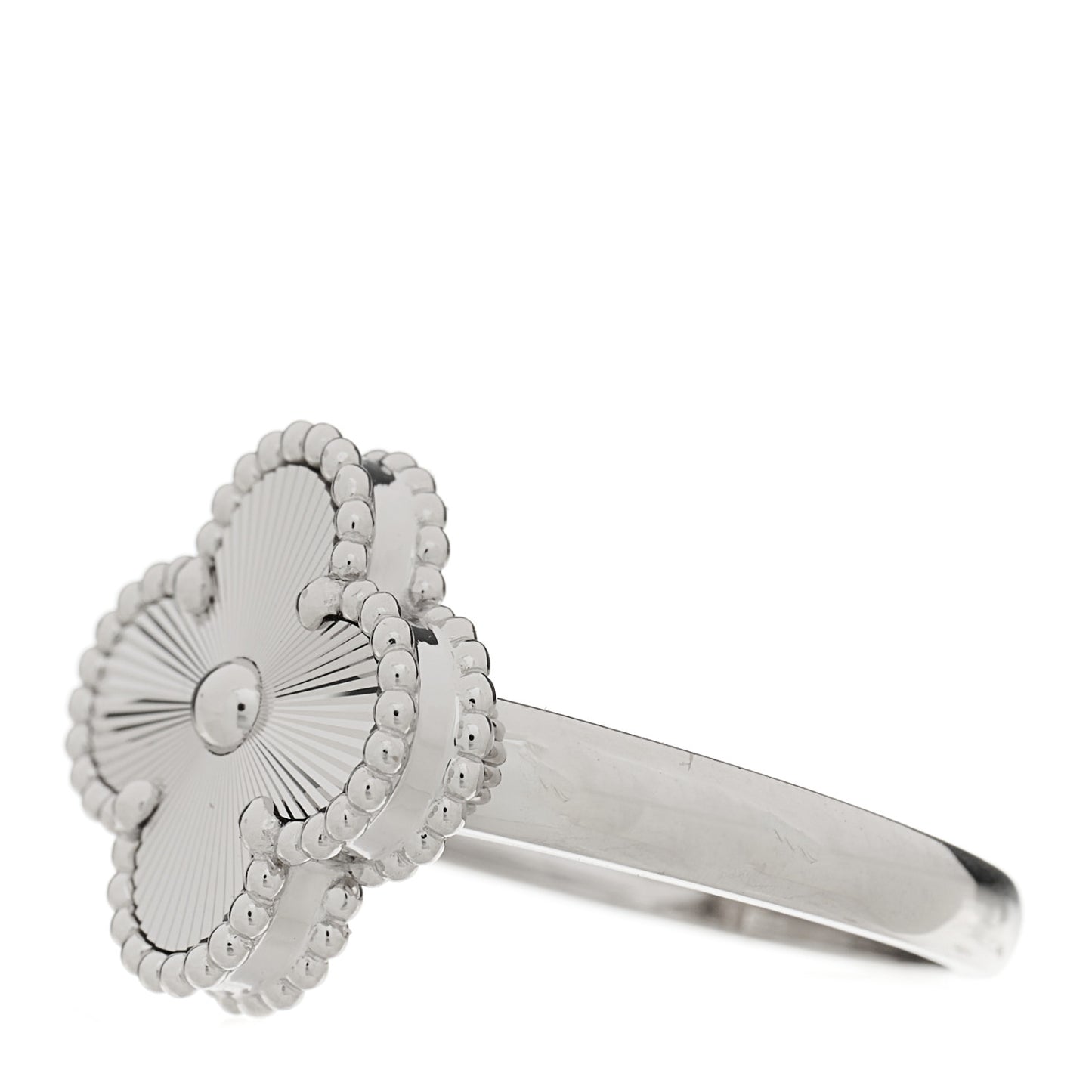 18K White Gold Guilloche Vintage Alhambra Ring 54 6.75