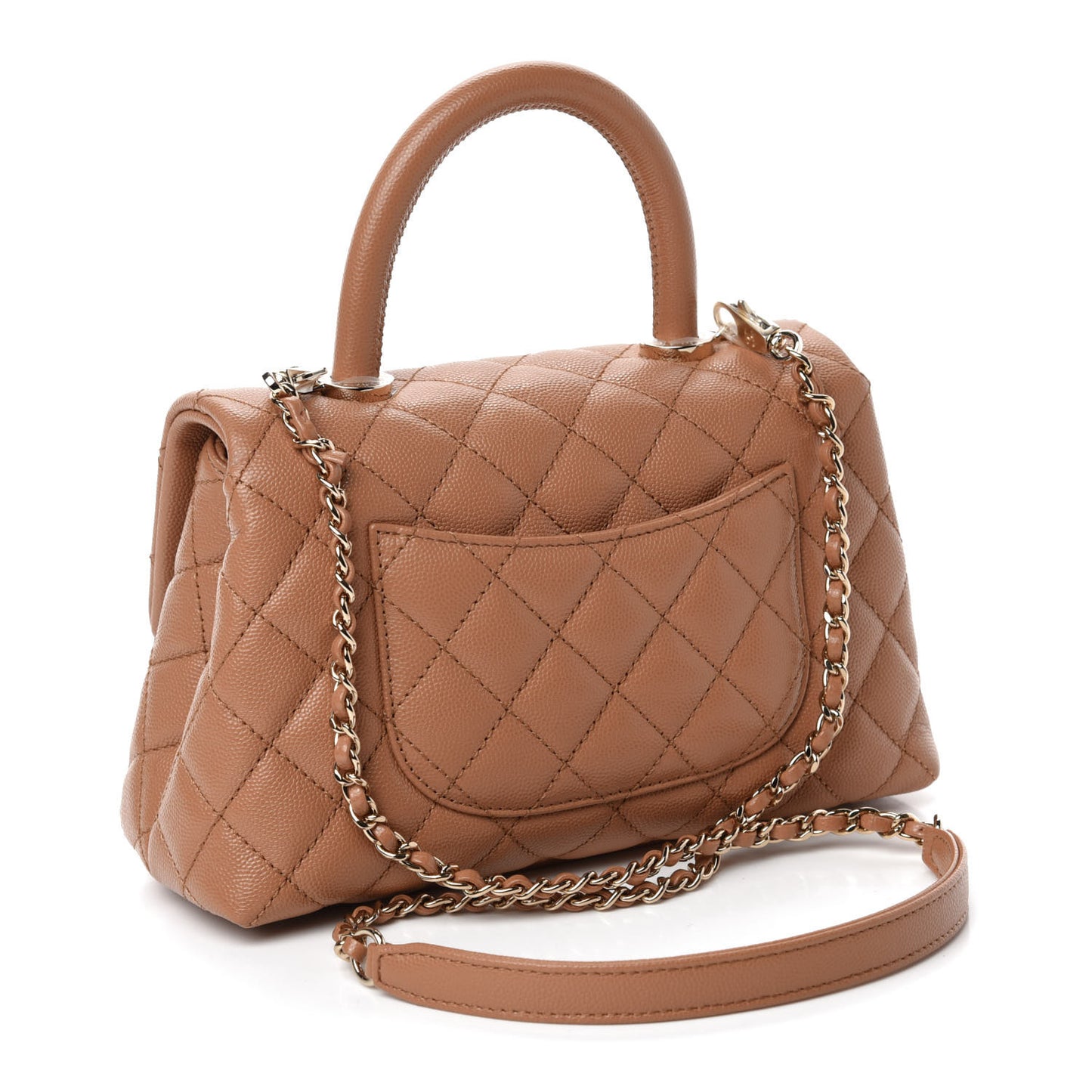 Caviar Quilted Mini Coco Handle Flap Brown