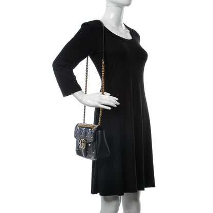 Gucci Calfskin Matelasse Studded Small Pearly GG Marmont Shoulder Bag Black 2 of 7