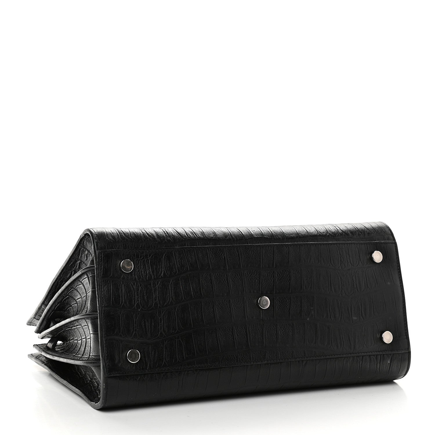Saint Laurent Calfskin Crocodile Embossed Small Sac de Jour Black 3 of 14