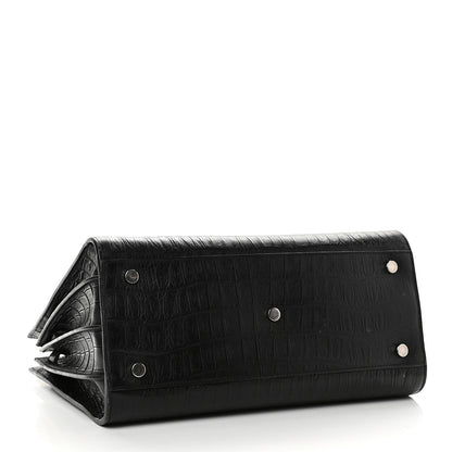 Saint Laurent Calfskin Crocodile Embossed Small Sac de Jour Black 3 of 14