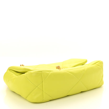 Chanel Shiny Lambskin Quilted Medium Chanel 19 Flap Neon Yellow 4 of 10