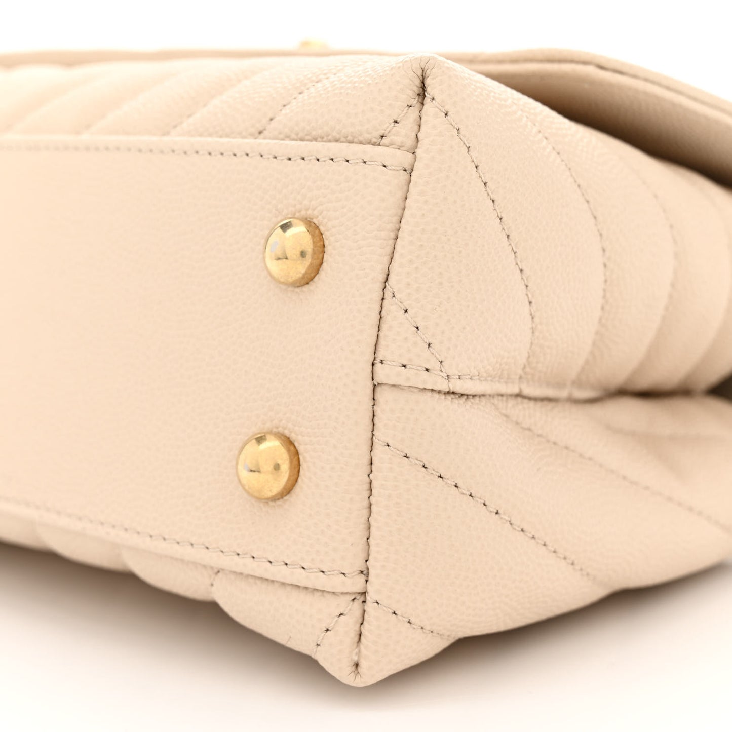 Caviar Lizard Chevron Quilted Mini Coco Handle Flap Ivory