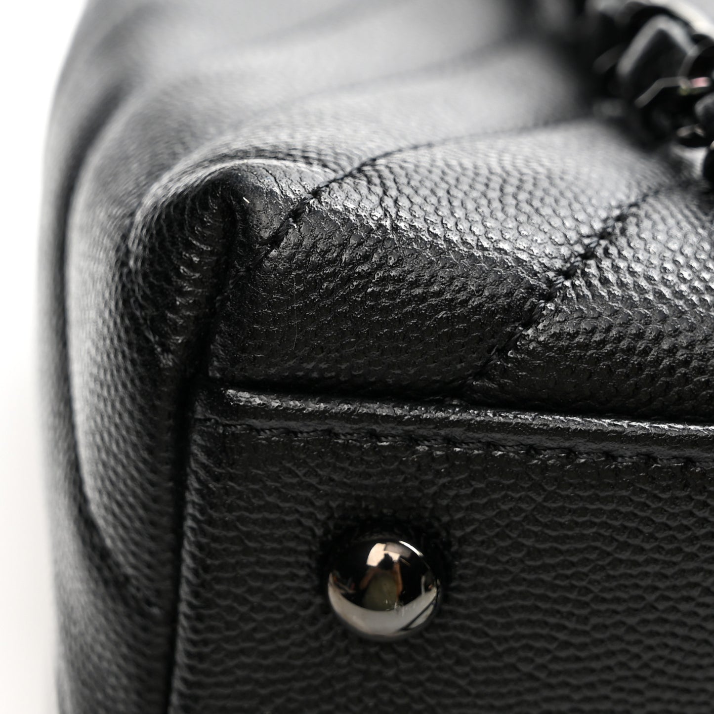 Caviar Chevron Quilted Small Coco Handle Flap So Black