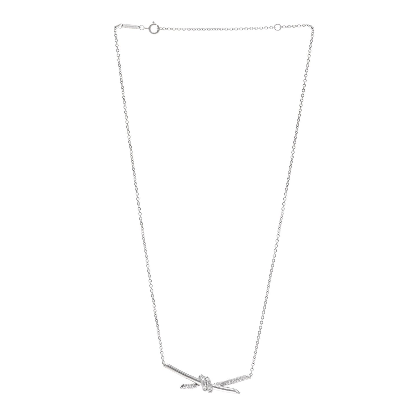 18K White Gold Diamond Knot Necklace