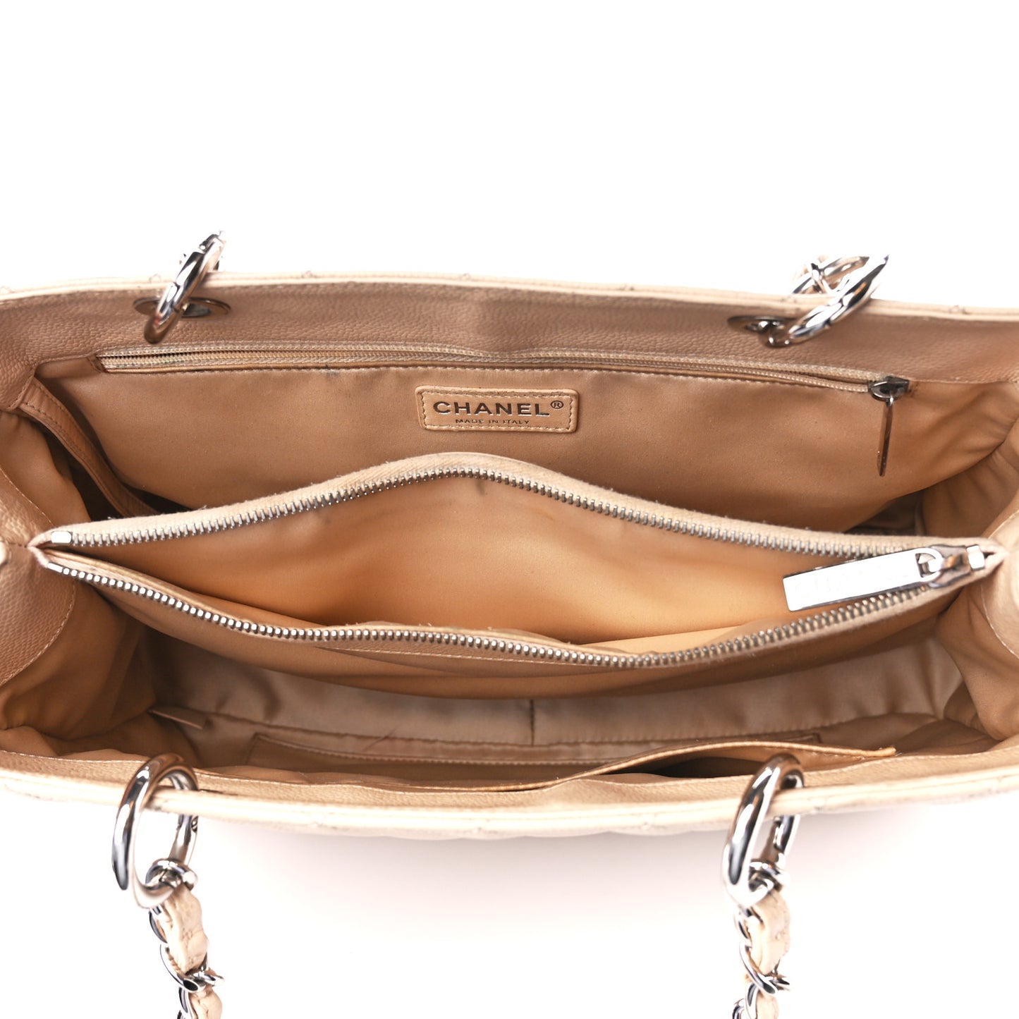 Caviar Quilted Grand Shopping Tote GST Beige Clair