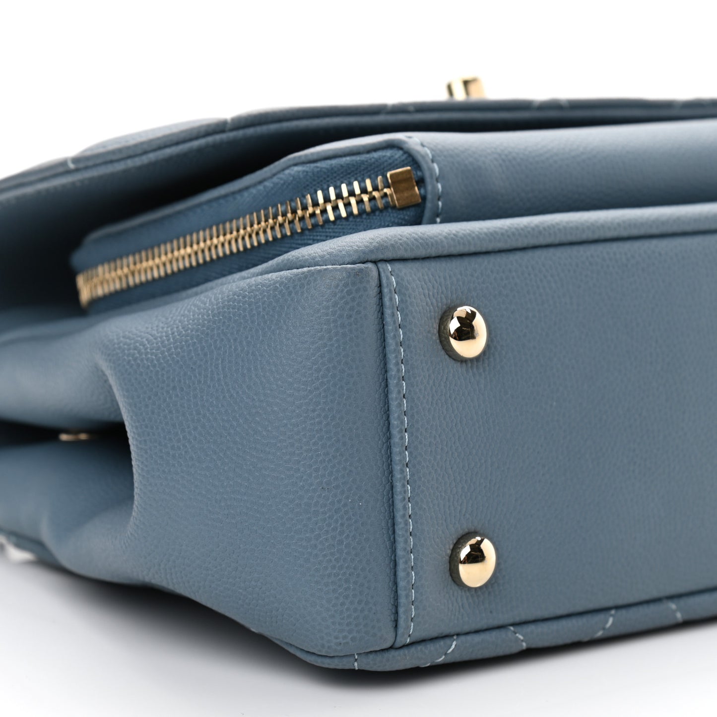 Caviar Quilted Small Business Affinity Flap Light Blue