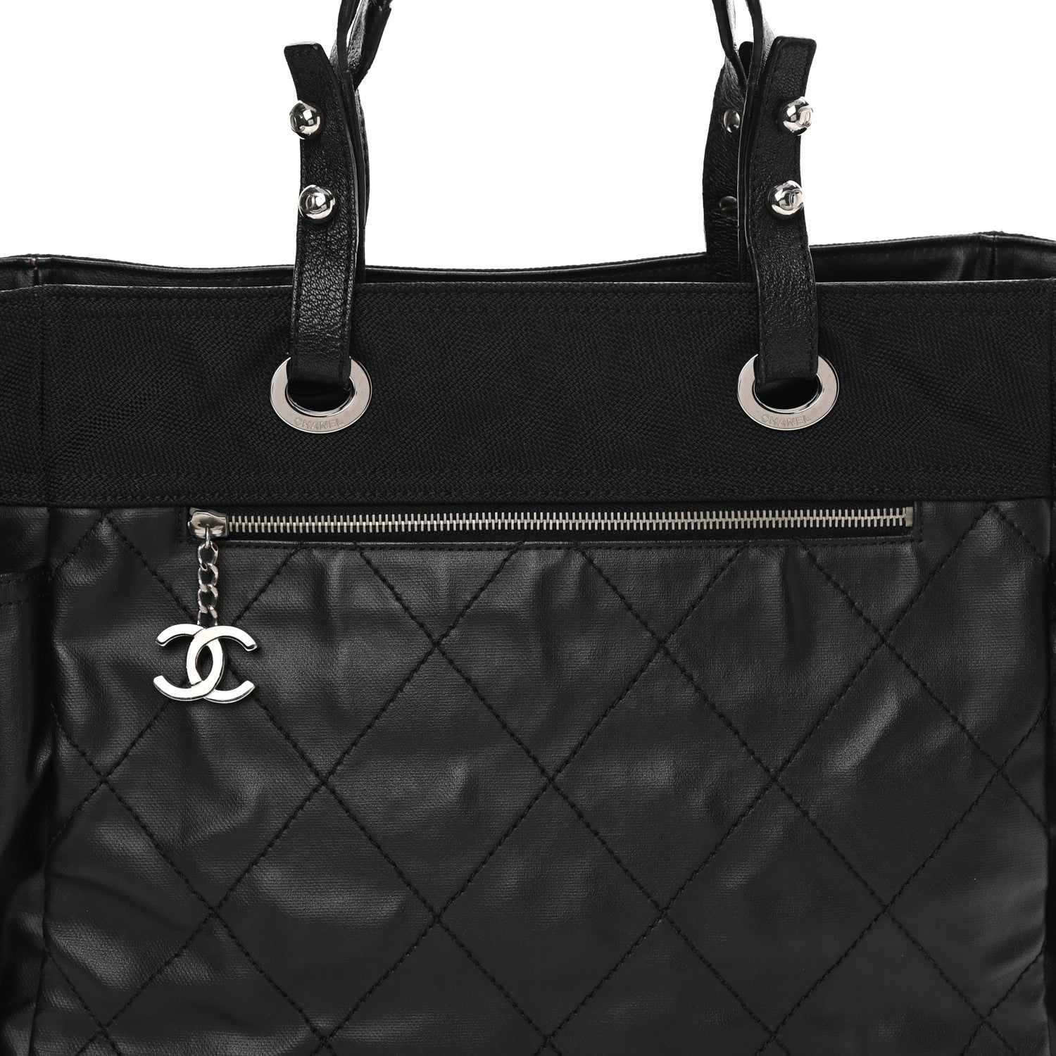 Chanel Coated Canvas Large Paris Biarritz Tote Black 8 of 14