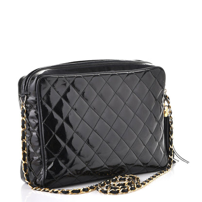 Chanel Patent Quilted Tassel Camera Case Black 3 of 16
