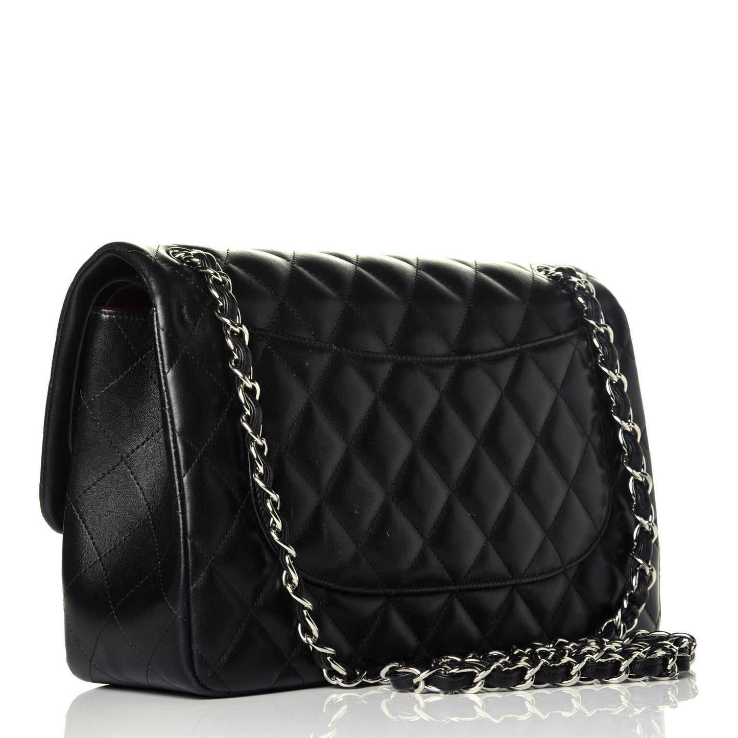 Lambskin Quilted Jumbo Double Flap Black