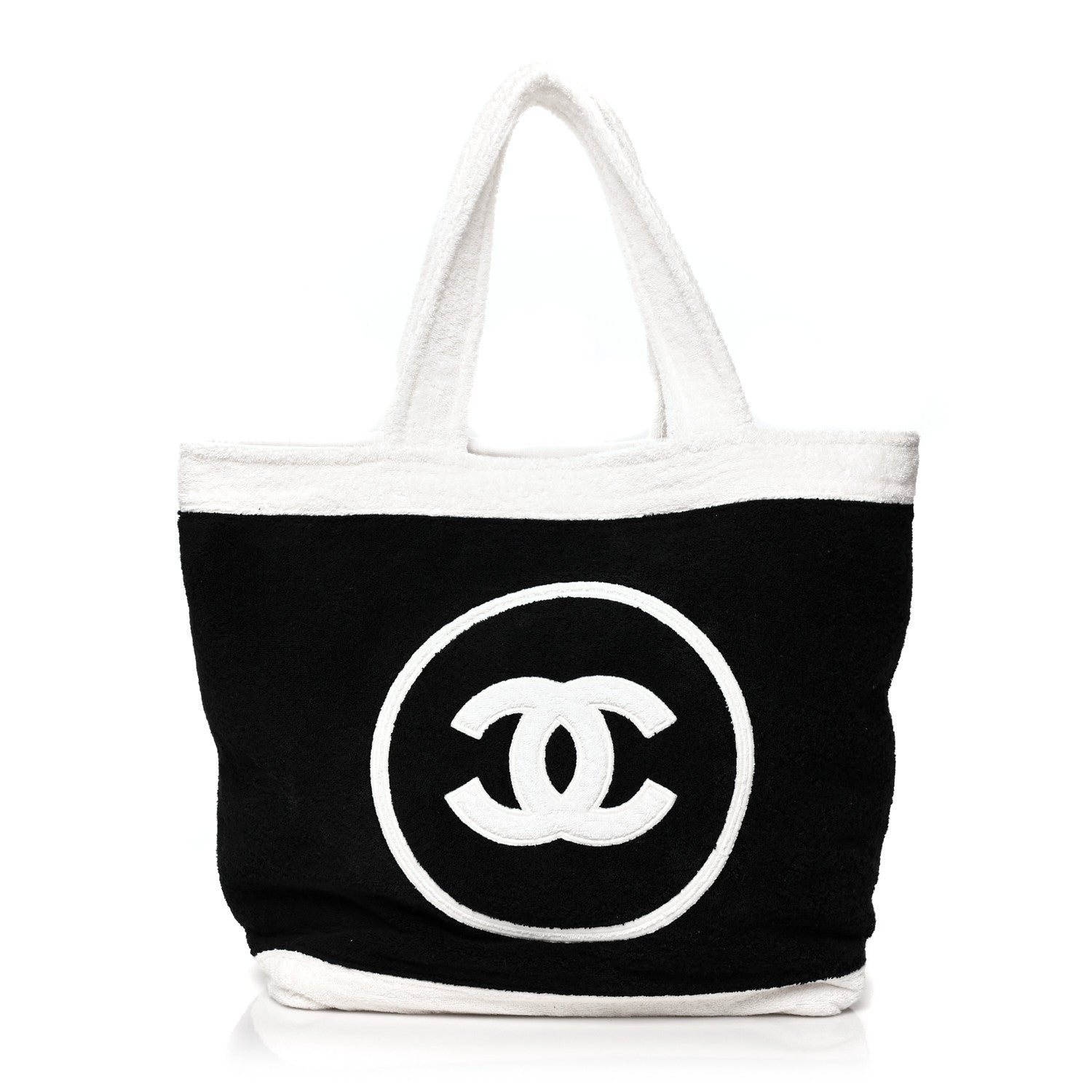 Chanel Terry Cotton CC Beach Tote Towel Set Black White 3 of 12