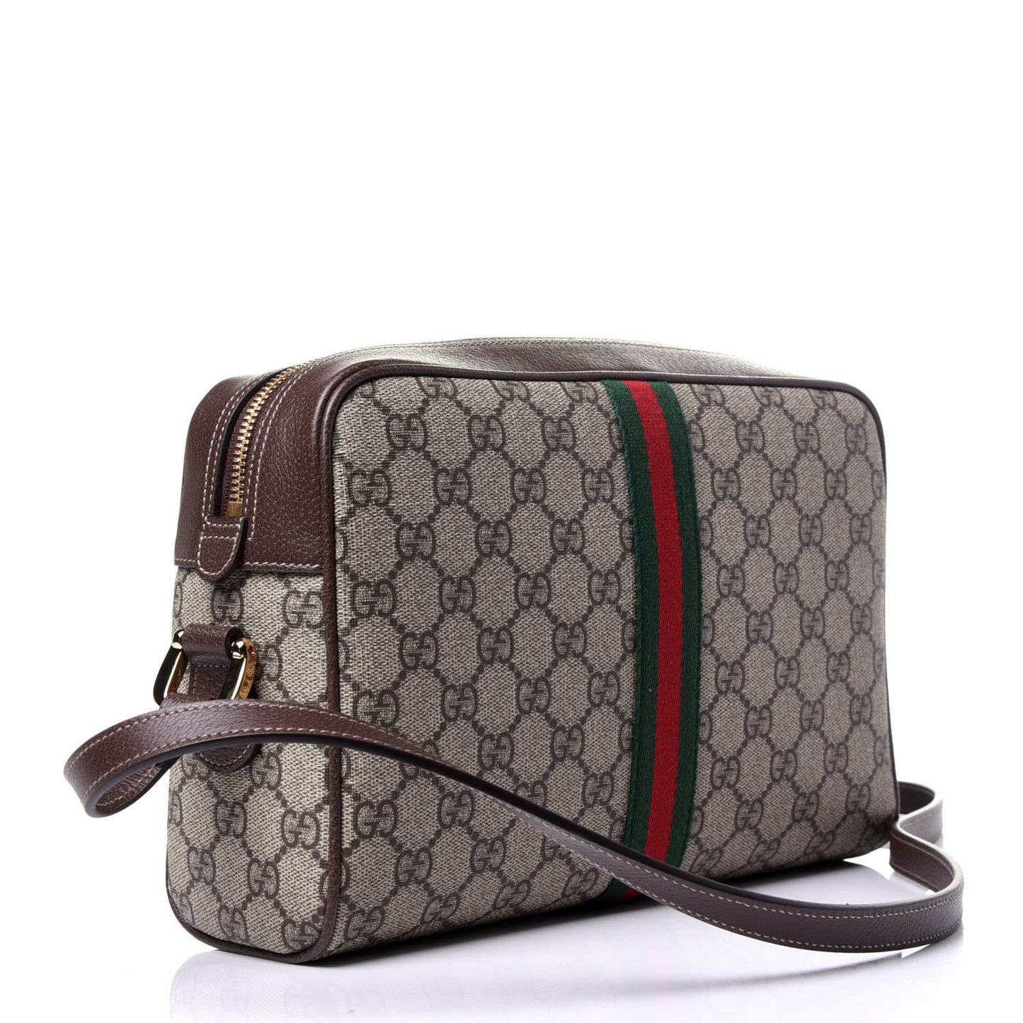 GG Supreme Monogram Web Small Ophidia Shoulder Bag Brown