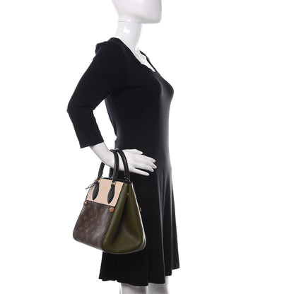 Louis Vuitton Calfskin Monogram Fold Tote Black Khaki Cream 2 of 9