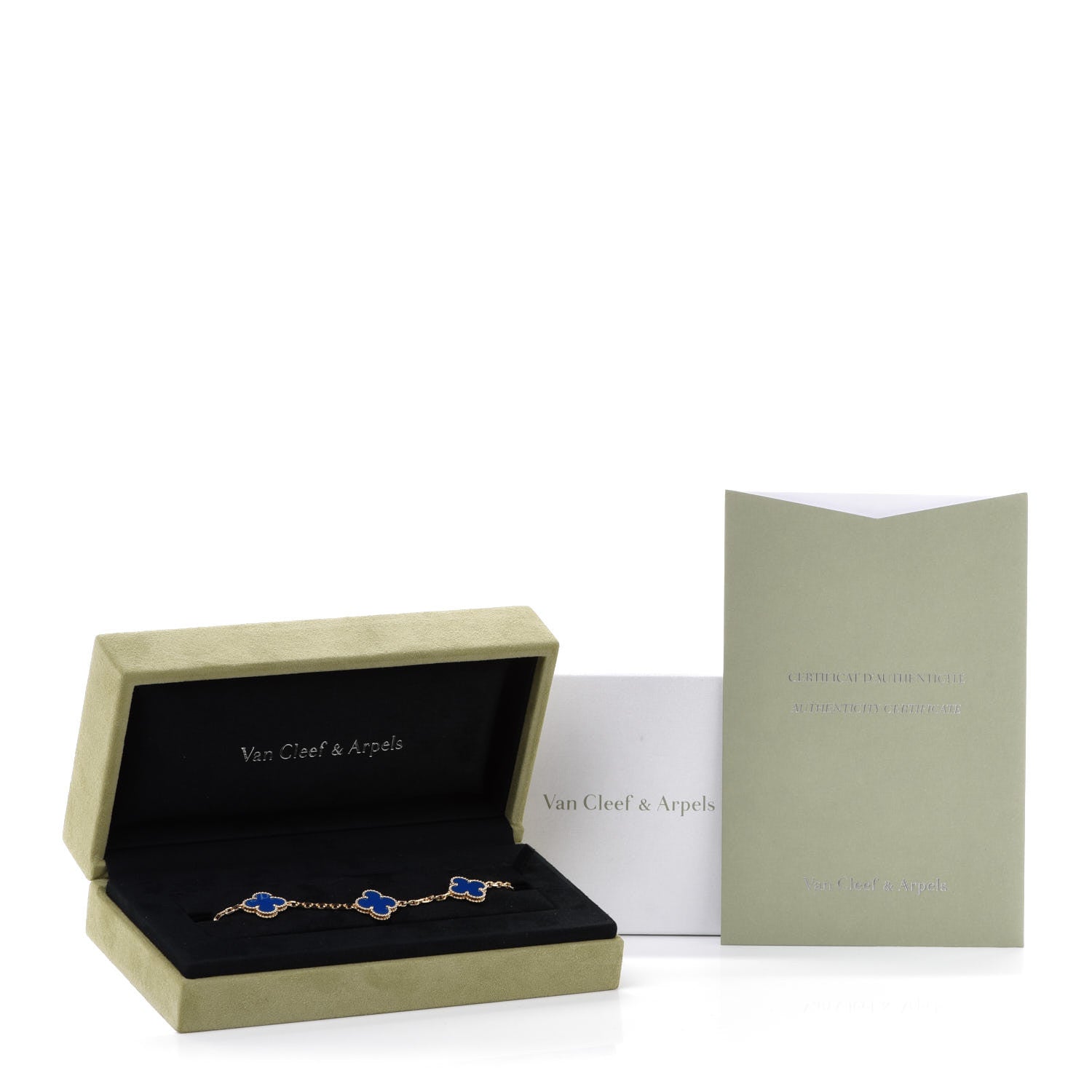 Van Cleef & Arpels 18K Yellow Gold Blue Agate 5 Motifs Vintage Alhambra Bracelet 7 of 7