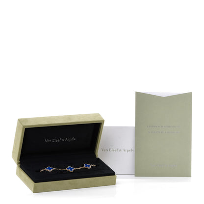 Van Cleef & Arpels 18K Yellow Gold Blue Agate 5 Motifs Vintage Alhambra Bracelet 7 of 7