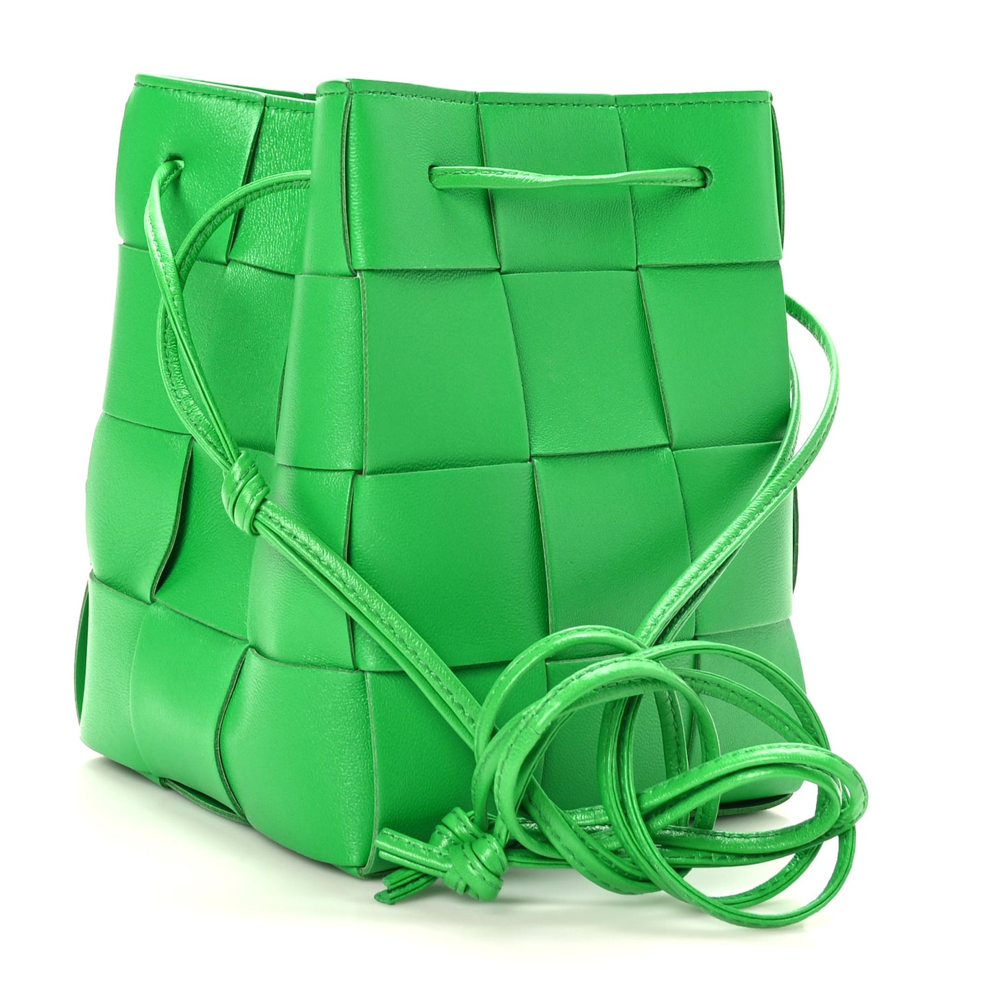 Nappa Maxi Intrecciato Small Cassette Bucket Bag Parakeet