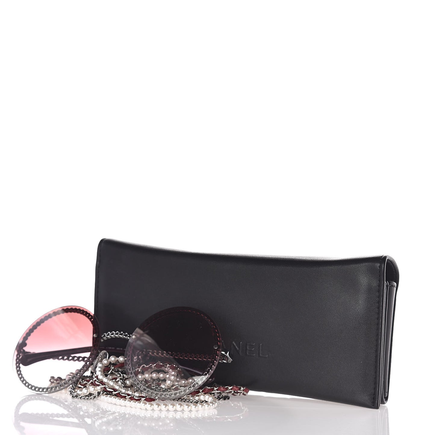 Round Removable Triple Hanging Chain Sunglasses 4245 Pink Silver