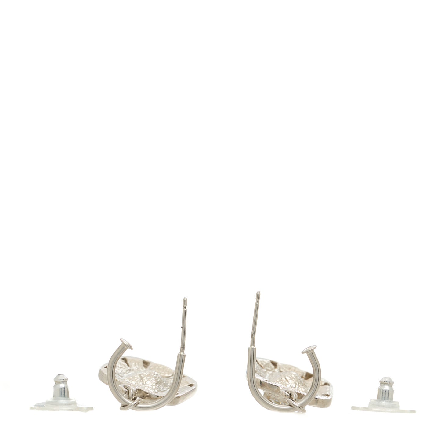 Baguette Crystal CC Drop Earrings Silver