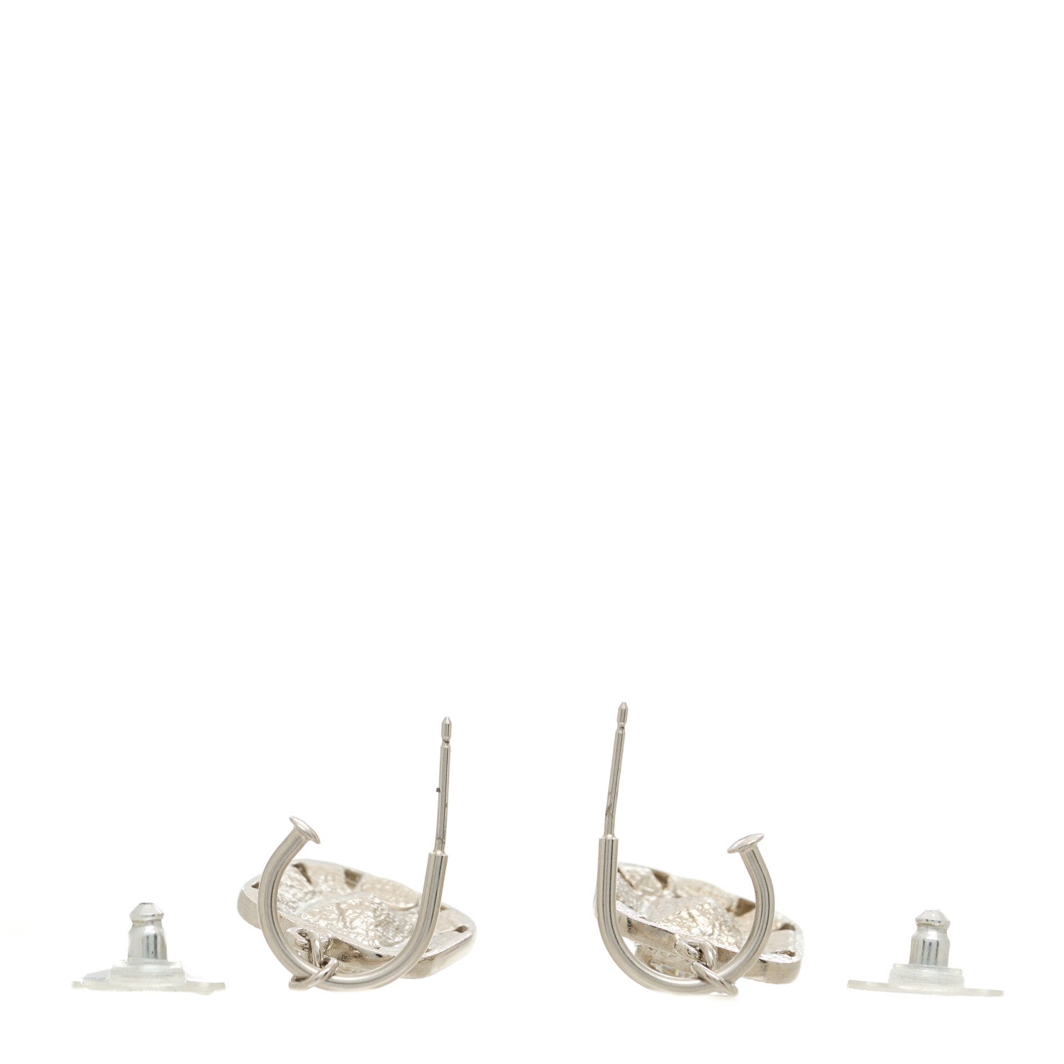 Chanel Baguette Crystal CC Drop Earrings Silver 3 of 4