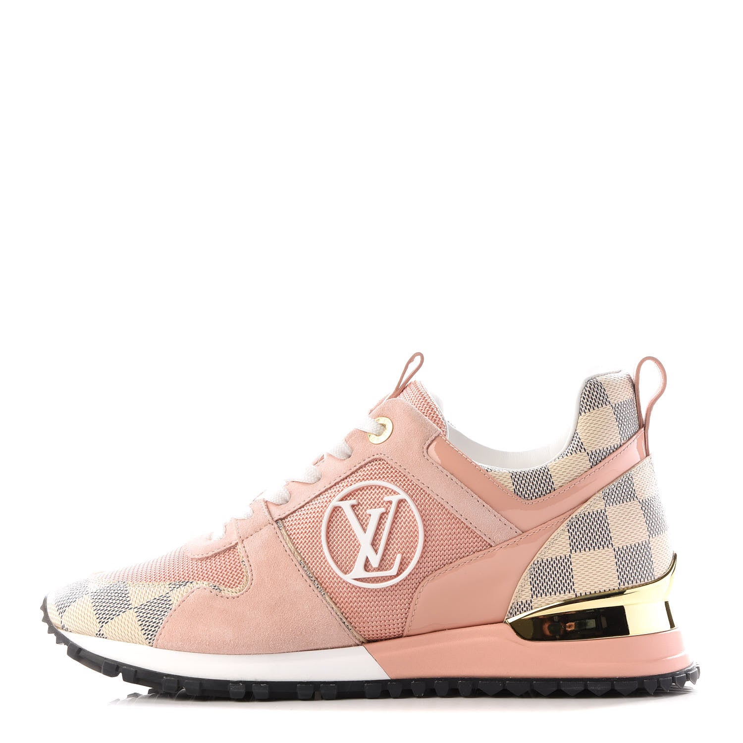 Louis Vuitton Suede Damier Azur Run Away Sneakers 37.5 Pink 1 of 8