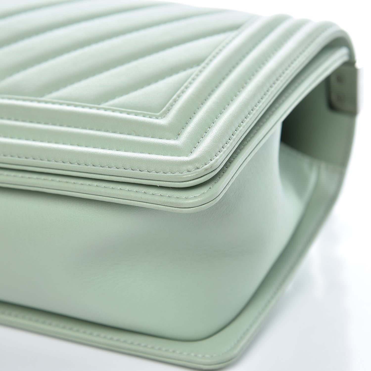 Chanel Calfskin Chevron Quilted Medium Boy Flap Light Green 9 of 11