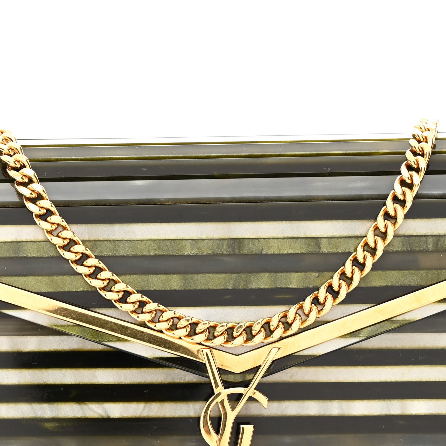 Plexiglass Monogram Vicky Minaudiere Clutch Green Multicolor