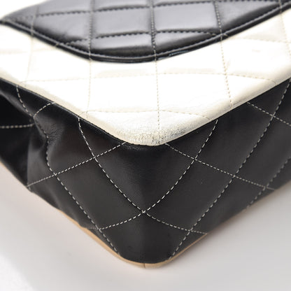 Chanel Lambskin Quilted Colorblock Jumbo Double Flap Black White Beige 15 of 18