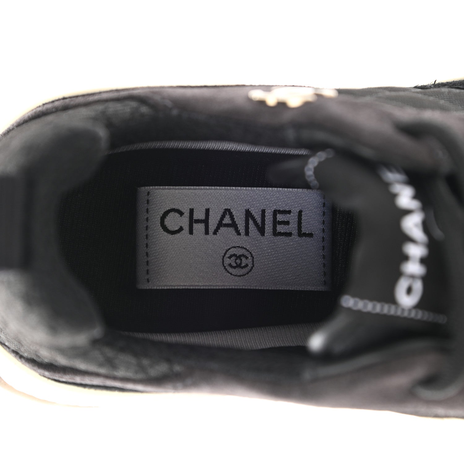 Chanel Mesh Suede Calfskin Quilted Sneakers 36 Black Dark Grey 7 of 10